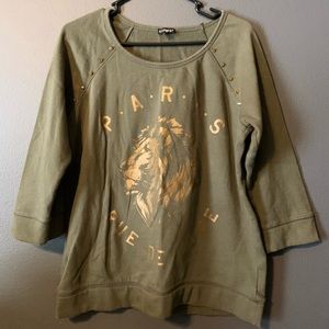 Express army green sweatshirt with gold details